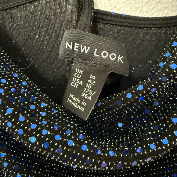 New Look Women's Blue Navy Sequin Shimmer Mini Bodycon Dress Size 10 - Picture 6 of 9
